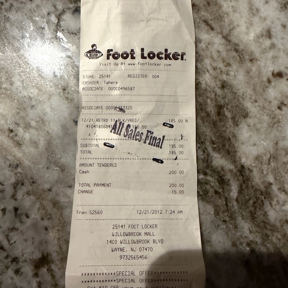 jordan 11 bred receipt